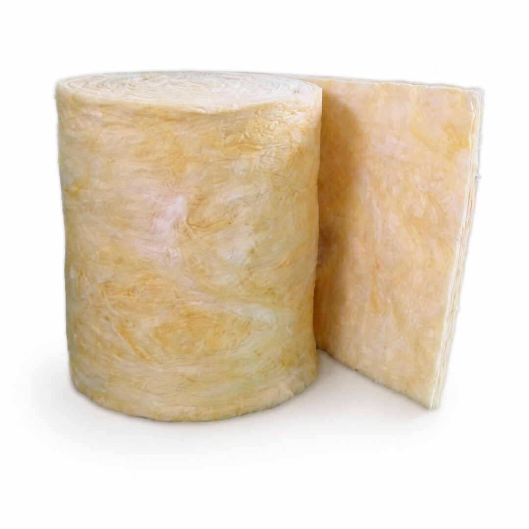 Rollo flexible Iso Acustic de fibra de vidrio sin recubrimiento visible.