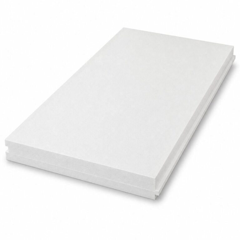 Placa blanca InsuFoam Plus XPS con canto machimbrado de rebaje escalonado.