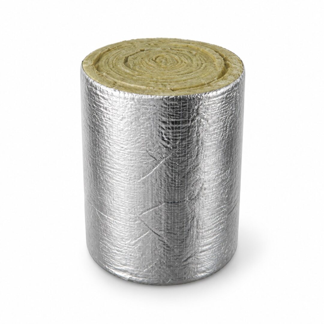 Rollo Iso Duct Wrap de fibra de vidrio con foil de aluminio reforzado.