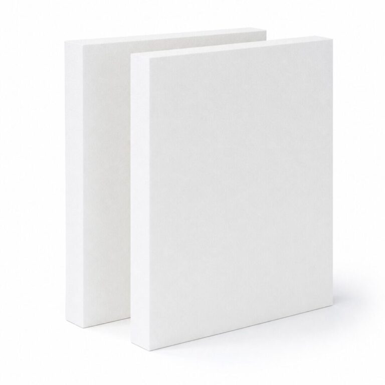 Dos placas blancas InsuFoam Plus XPS con cantos rectos y sin machimbre.