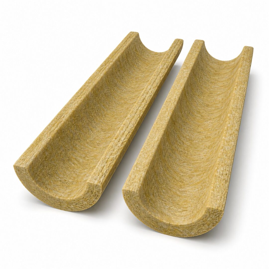 Dos medias cañas rígidas Isotubo 1000 de fibra de vidrio para tubería.