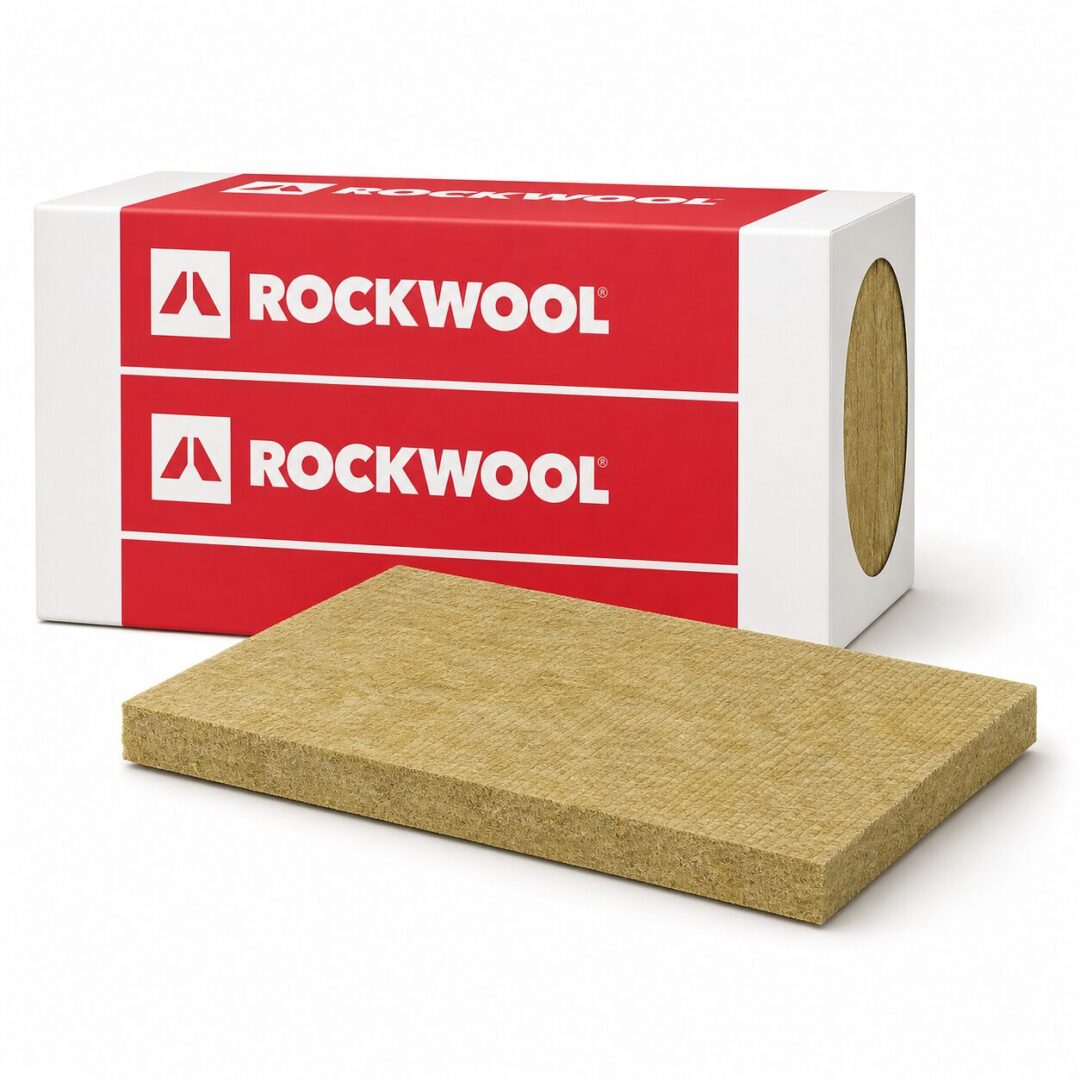 Placa ROCKWOOL CurtainRock detrás de un sistema de muro cortina.